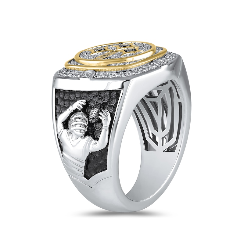 Main Image 2 of True Fans Player's Association Sterling Silver & 10K Yellow Gold Ring showcasing T.J. Watt of the Pittsburgh Steelers