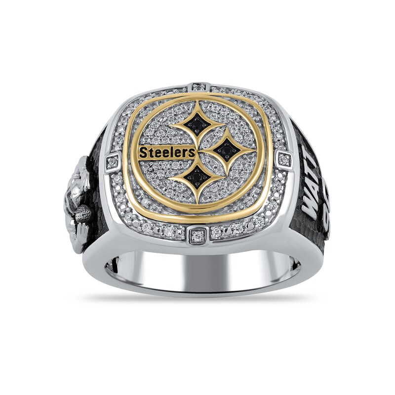 Main Image 3 of True Fans Player's Association Sterling Silver & 10K Yellow Gold Ring showcasing T.J. Watt of the Pittsburgh Steelers