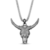 Thumbnail Image 1 of Men's Black Spinel Bull Necklace Oxidized Sterling Silver 24&quot;