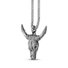Thumbnail Image 2 of Men's Black Spinel Bull Necklace Oxidized Sterling Silver 24&quot;