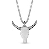 Thumbnail Image 3 of Men's Black Spinel Bull Necklace Oxidized Sterling Silver 24&quot;