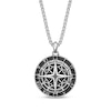 Thumbnail Image 1 of Men's Black Spinel Compass with Roman Numerals Necklace Sterling Silver 24&quot;