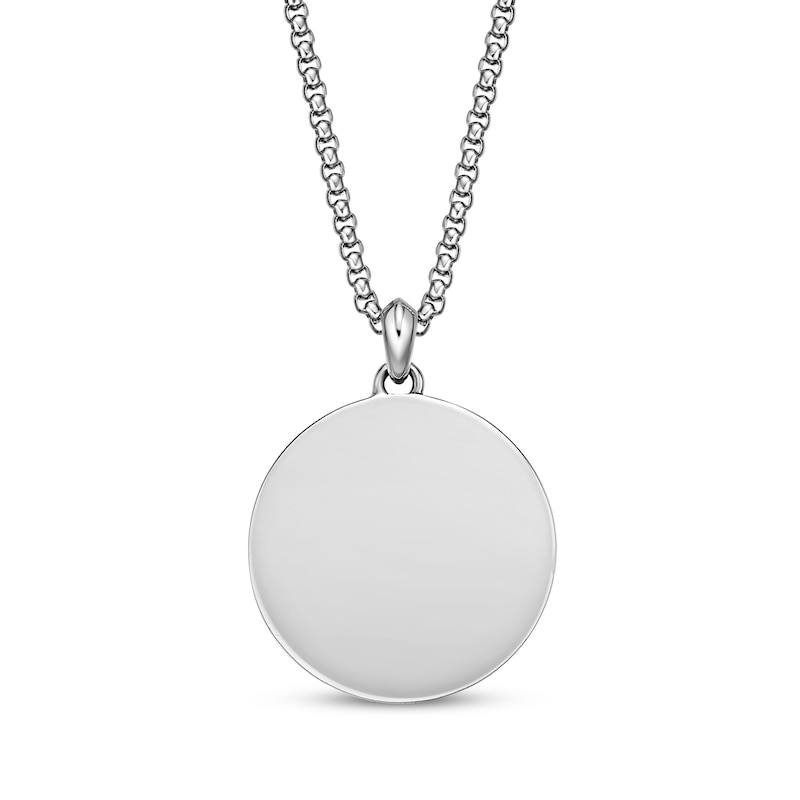 Main Image 3 of Men's Black Spinel Compass with Roman Numerals Necklace Sterling Silver 24&quot;