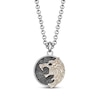 Thumbnail Image 1 of Men's Black Spinel Wolf Circle Necklace Sterling Silver & 14K Yellow Gold Plating 20&quot;