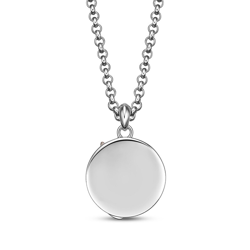 Main Image 3 of Men's Black Spinel Wolf Circle Necklace Sterling Silver & 14K Yellow Gold Plating 20&quot;