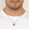 Thumbnail Image 5 of Men's Black Spinel Wolf Circle Necklace Sterling Silver & 14K Yellow Gold Plating 20&quot;