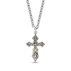 Thumbnail Image 1 of Men's Cross Necklace Sterling Silver & 14K Yellow Gold Plating 24&quot;