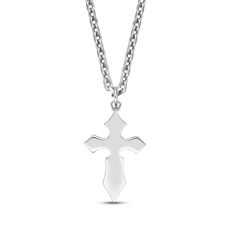 Main Image 3 of Men's Cross Necklace Sterling Silver & 14K Yellow Gold Plating 24&quot;