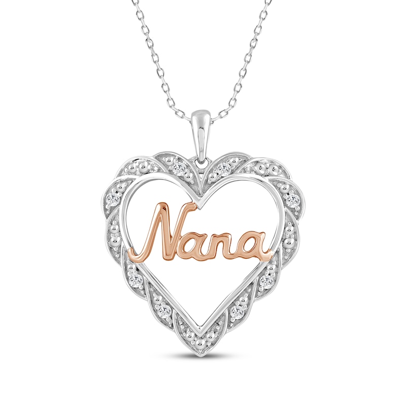 Main Image 1 of Diamond &quot;Nana&quot; Open Heart Necklace 1/10 ct tw 10K Two-Tone Gold 18&quot;