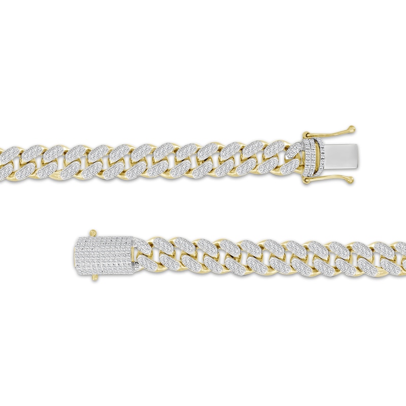 Main Image 2 of Multi-Diamond Heart Station Curb Chain Necklace 2-5/8 ct tw 10K Yellow Gold 18"