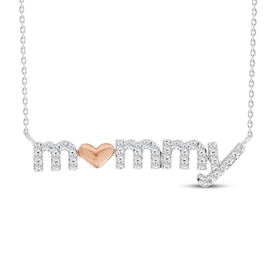 Diamond "Mommy" Heart Necklace 1/4 ct tw Sterling Silver 18"