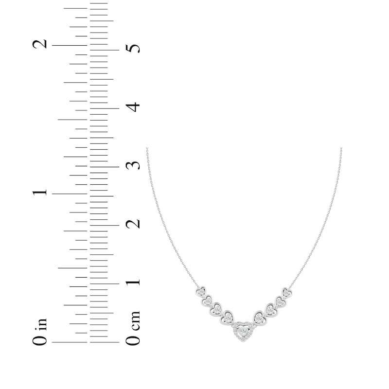 Main Image 3 of Diamond Heart Graduated Necklace 1/4 ct tw Sterling Silver 18&quot;