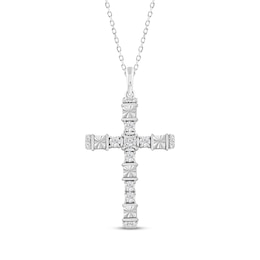 Diamond Cross Necklace 1/10 ct tw Sterling Silver