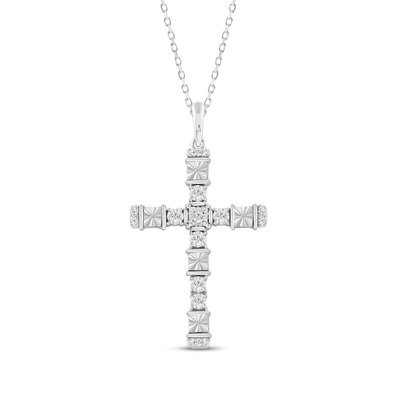 Diamond Cross Necklace 1/10 ct tw Sterling Silver