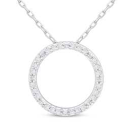 Diamond Eternity Circle Necklace 1/8 ct tw Sterling Silver 18"