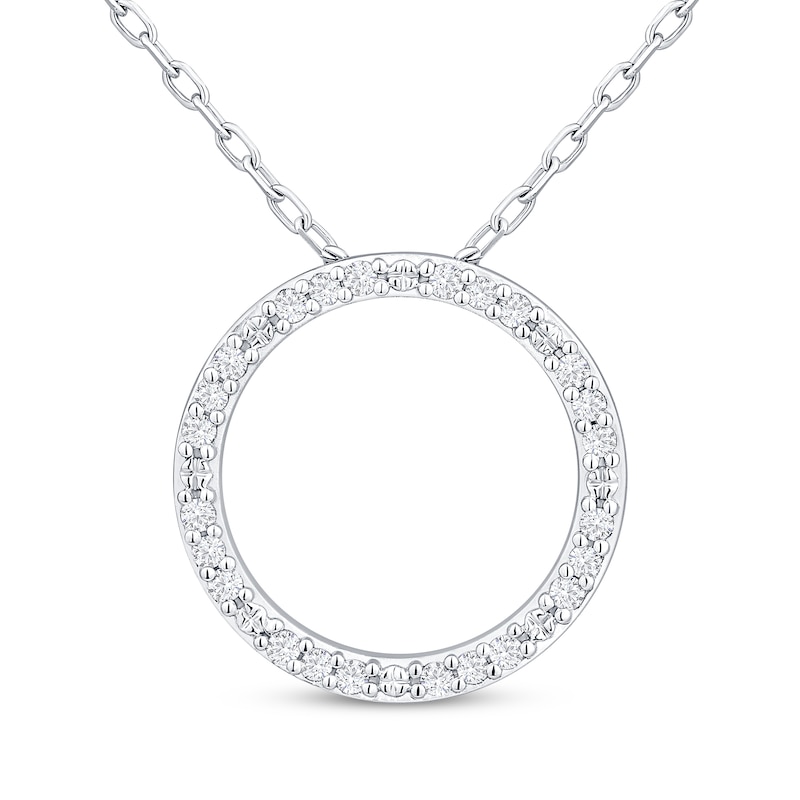 Main Image 1 of Diamond Eternity Circle Necklace 1/8 ct tw Sterling Silver 18&quot;