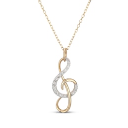 Diamond Treble Clef Necklace 1/10 ct tw 10K Yellow Gold 18"