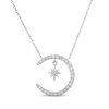 Thumbnail Image 1 of Diamond Crescent Moon & Star Dangle Necklace 1/4 ct tw Sterling Silver 18&quot;