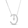 Thumbnail Image 2 of Diamond Crescent Moon & Star Dangle Necklace 1/4 ct tw Sterling Silver 18&quot;