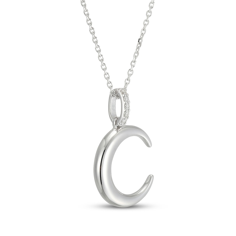 Main Image 2 of Diamond Crescent Moon Necklace 1/20 ct tw Sterling Silver 18&quot;