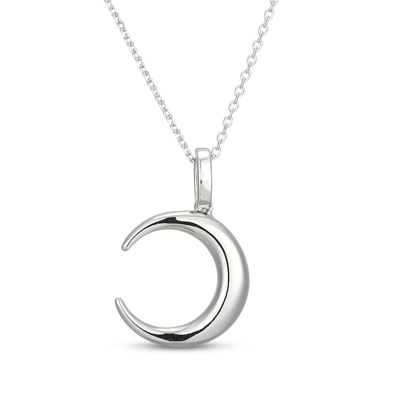 Main Image 3 of Diamond Crescent Moon Necklace 1/20 ct tw Sterling Silver 18&quot;