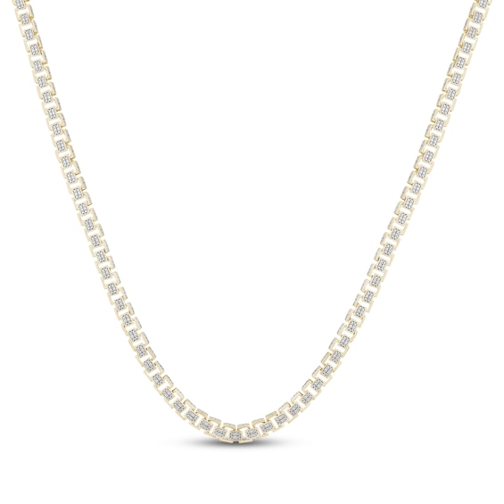 Men's Multi-Diamond Rectangle Link Necklace 2-1/6 ct tw 10K Yellow Gold 20"