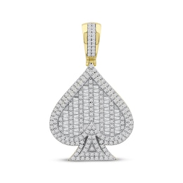 Baguette & Round-Cut Diamond Spade Charm 1 ct tw 10K Yellow Gold
