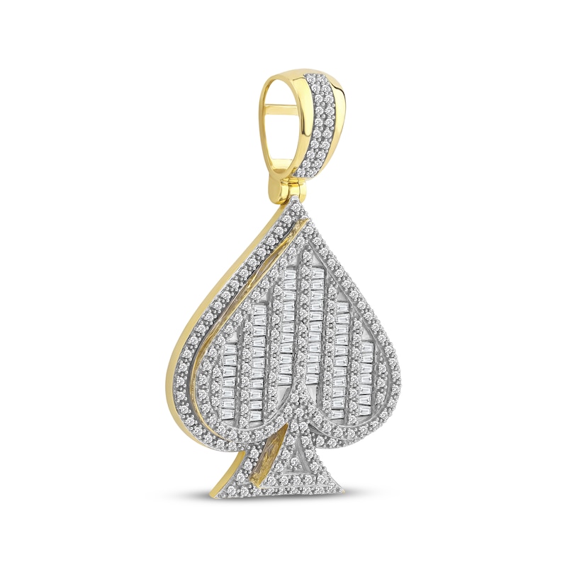 Main Image 2 of Baguette & Round-Cut Diamond Spade Charm 1 ct tw 10K Yellow Gold