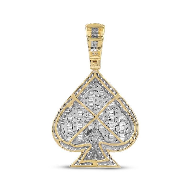 Main Image 3 of Baguette & Round-Cut Diamond Spade Charm 1 ct tw 10K Yellow Gold