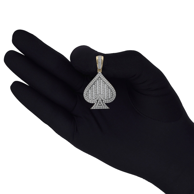 Main Image 4 of Baguette & Round-Cut Diamond Spade Charm 1 ct tw 10K Yellow Gold