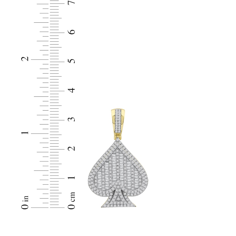 Main Image 5 of Baguette & Round-Cut Diamond Spade Charm 1 ct tw 10K Yellow Gold