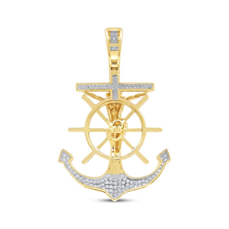 Main Image 3 of Diamond Anchor & Ship Wheel Crucifix Charm 1/3 ct tw 10K Yellow Gold