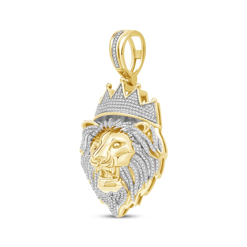Main Image 2 of Diamond Lion Head with Crown Charm 1-1/4 ct tw 10K Yellow Gold