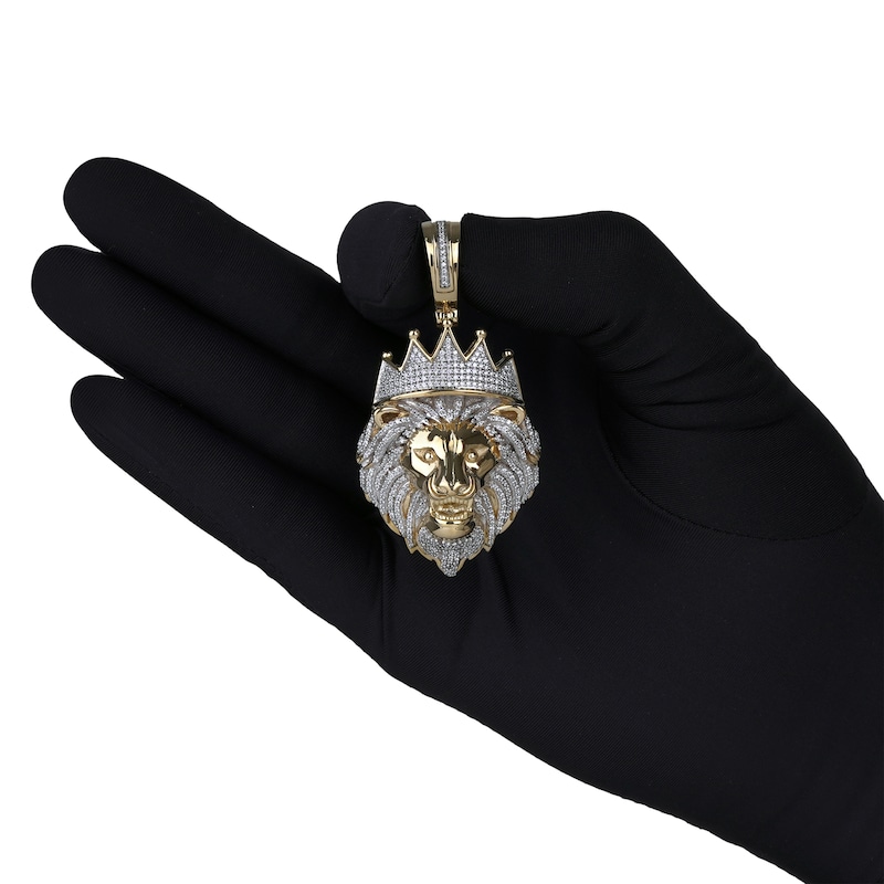 Main Image 4 of Diamond Lion Head with Crown Charm 1-1/4 ct tw 10K Yellow Gold