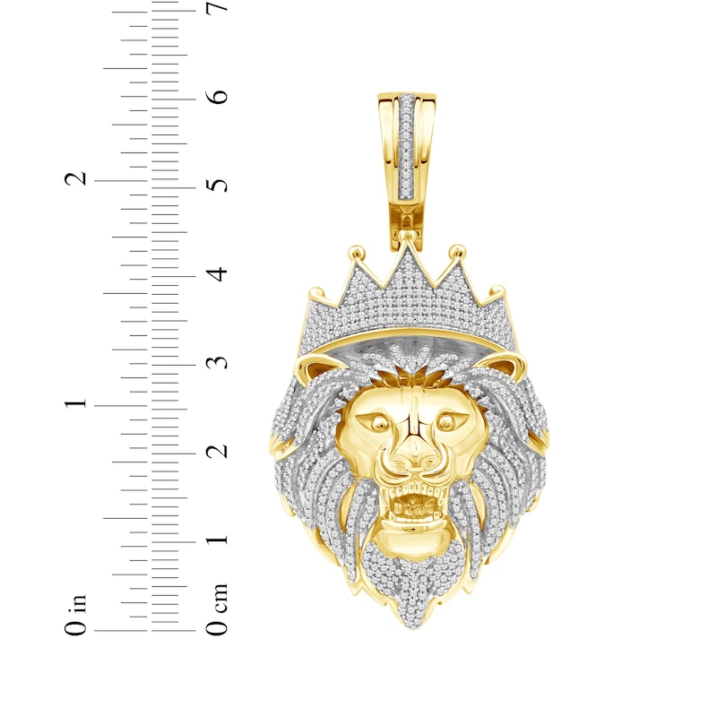 Main Image 5 of Diamond Lion Head with Crown Charm 1-1/4 ct tw 10K Yellow Gold