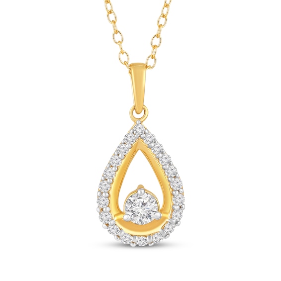 Diamond Teardrop Necklace 1/2 ct tw 10K Yellow Gold 18"