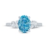 Thumbnail Image 4 of Monique Lhuillier Bliss Oval-Cut Blue & White Lab-Grown Diamond Engagement Ring 2 ct tw 18K White Gold