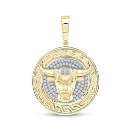 Men's Diamond Bull Head Charm 1/2 ct tw 10K Yellow Gold