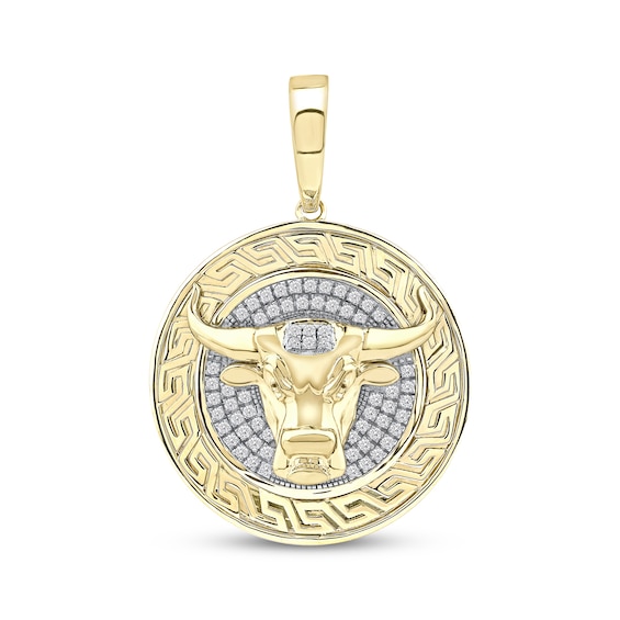 Men's Diamond Bull Head Charm 1/2 ct tw 10K Yellow Gold