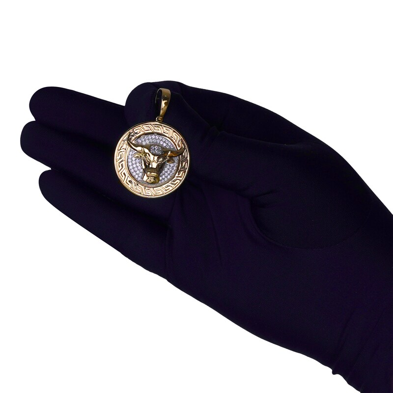 Main Image 4 of Men's Diamond Bull Head Charm 1/2 ct tw 10K Yellow Gold