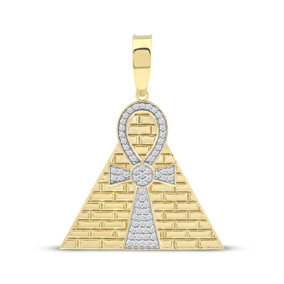 Men's Diamond Ankh Pyramid Charm 1/2 ct tw 10K Yellow Gold