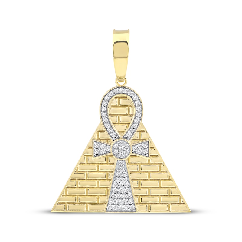Main Image 1 of Men's Diamond Ankh Pyramid Charm 1/2 ct tw 10K Yellow Gold