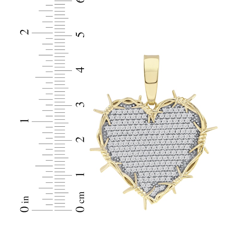 Main Image 5 of Men's Diamond Heart Barbed Wire Charm 1-1/4 ct tw 10K Yellow Gold