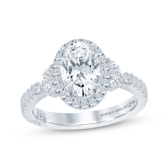 Monique Lhuillier Bliss Oval-Cut Lab-Grown Diamond Halo Engagement Ring 2 ct tw 18K White Gold
