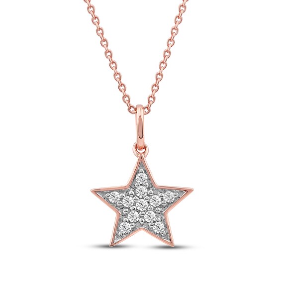 Diamond Star Necklace 1/10 ct tw 10K Rose Gold 18"