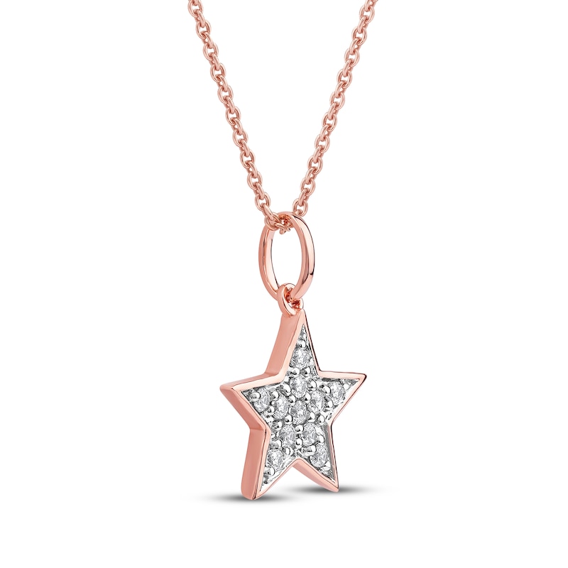 Main Image 2 of Diamond Star Necklace 1/10 ct tw 10K Rose Gold 18&quot;