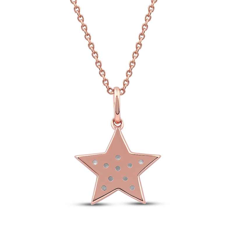 Main Image 3 of Diamond Star Necklace 1/10 ct tw 10K Rose Gold 18&quot;