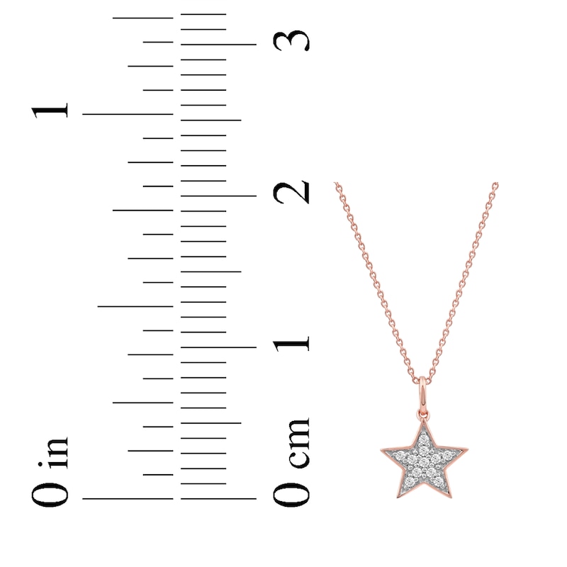 Main Image 5 of Diamond Star Necklace 1/10 ct tw 10K Rose Gold 18&quot;