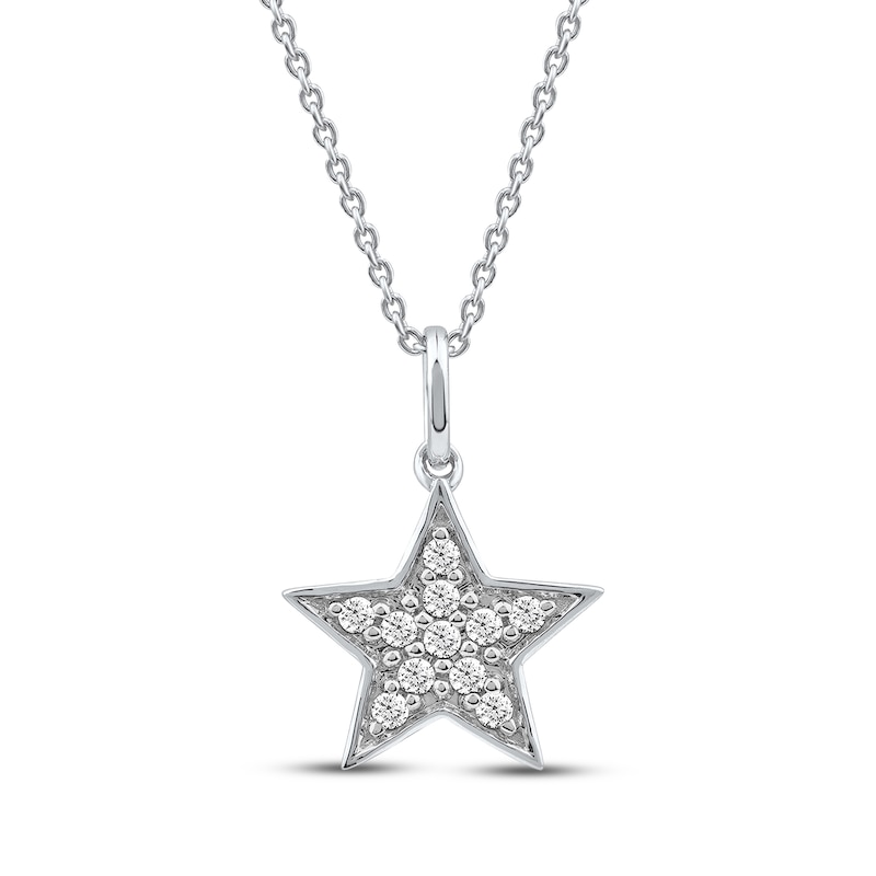 Main Image 1 of Diamond Star Necklace 1/10 ct tw 10K White Gold 18&quot;