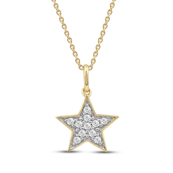 Diamond Star Necklace 1/10 ct tw 10K Yellow Gold 18"